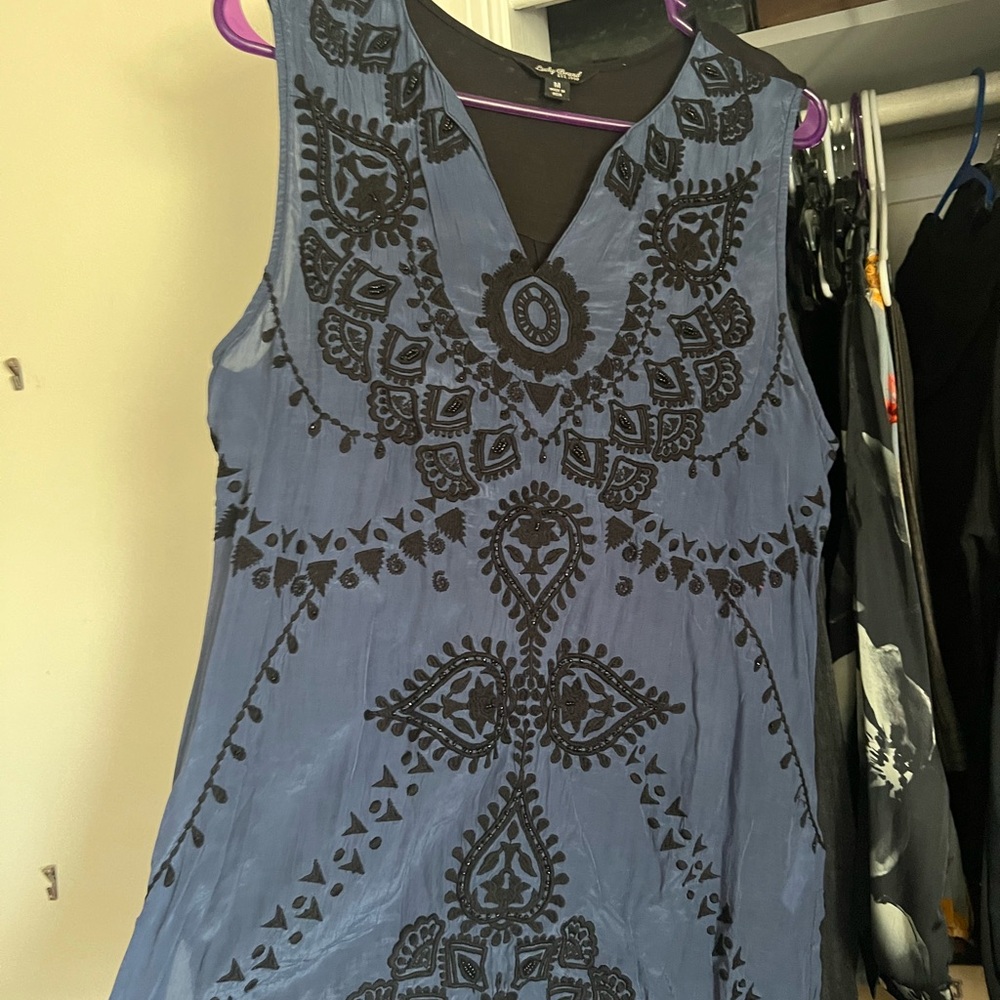 Lucky Brand sleeveless top with gorgeous beading and embroidery.